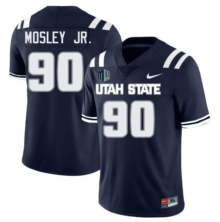 Utah State Aggies #90 Clifton Mosley Jr. College Football Jerseys Stitched Sale-Navy